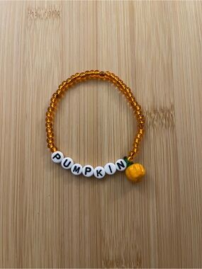 Pumpkin Charm Stretch Beaded Bracelet